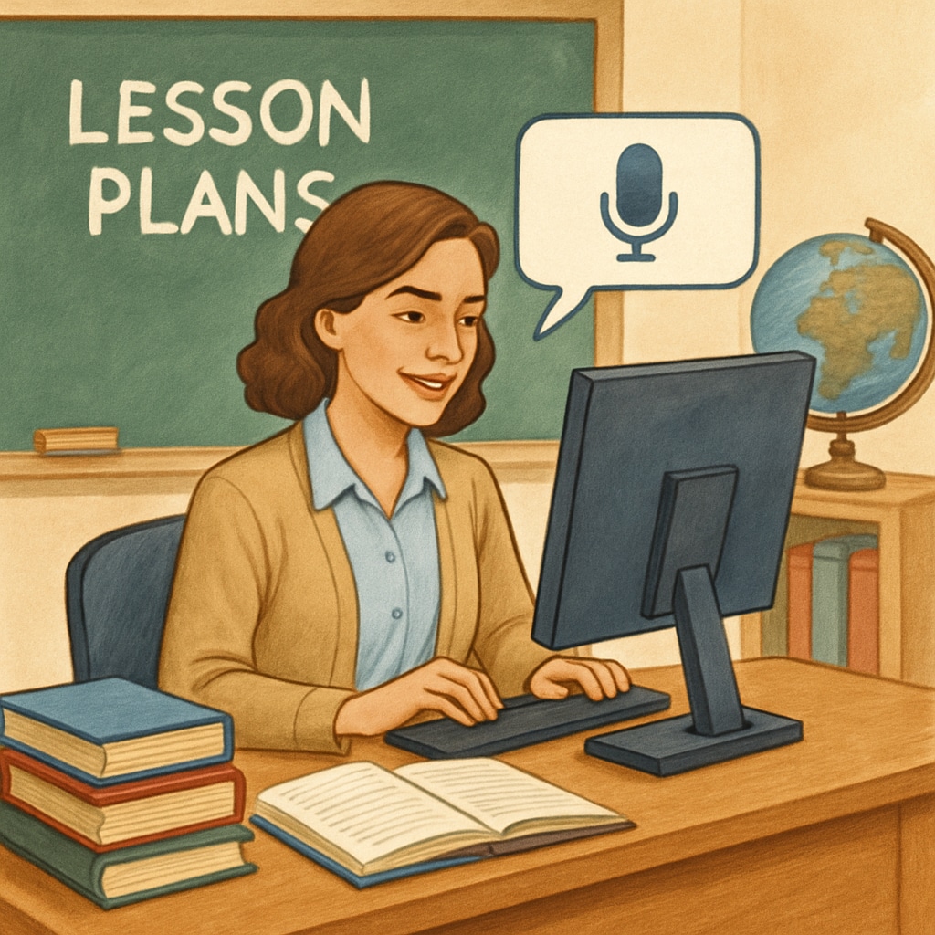 Teacher using WillowVoice for lesson planning in a K12 classroom.