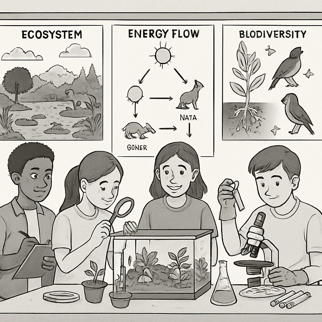 An interdisciplinary classroom activity combining biology and environmental science. Students engaged in interdisciplinary activities showcasing the advantages of combining biology and education.