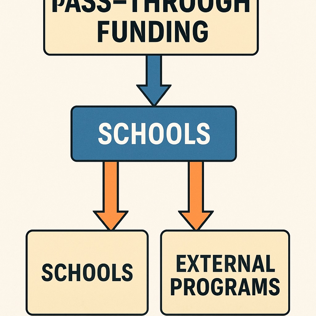 A visual representation of pass-through funds in K-12 education budgets.