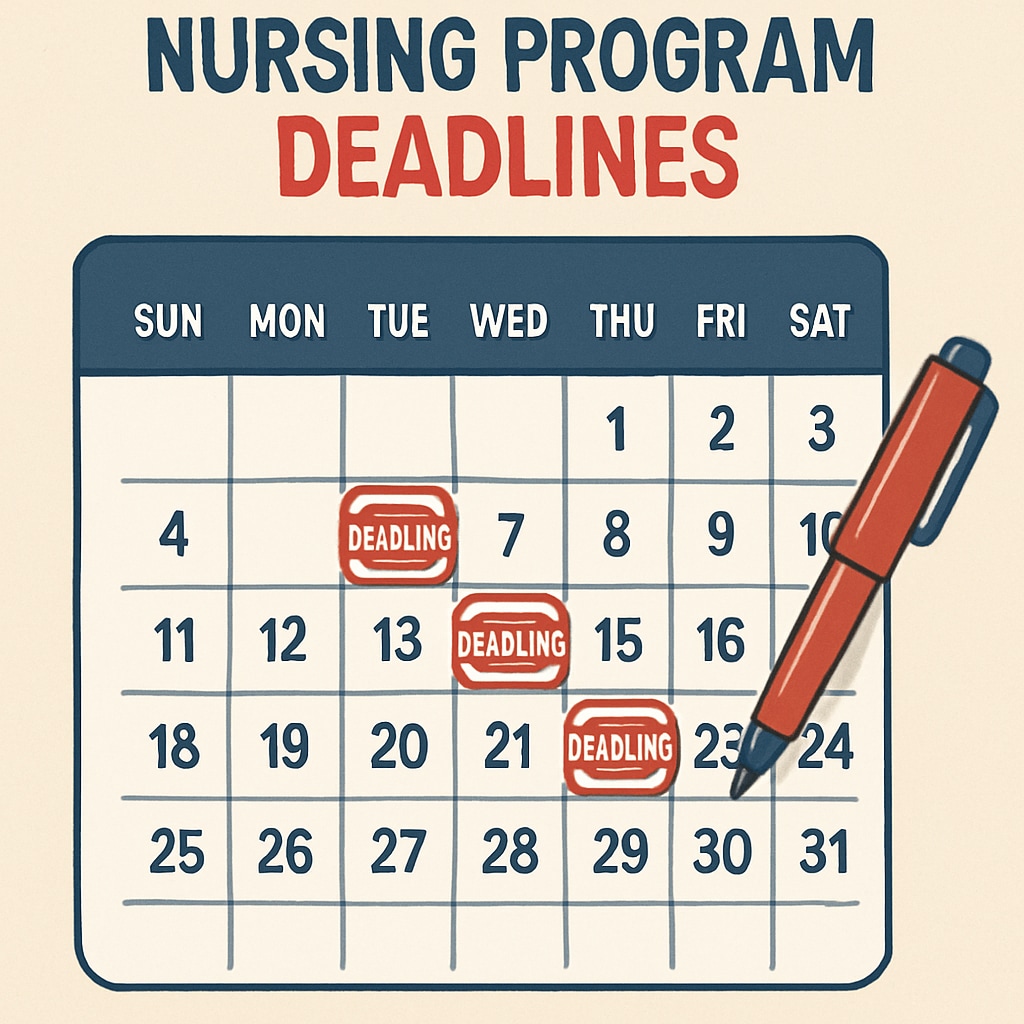Calendar showcasing nursing program admission deadlines.