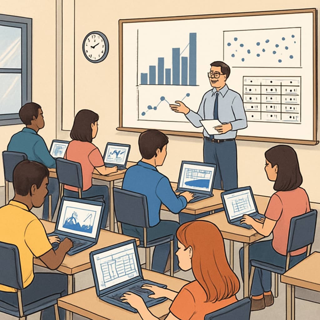 Students participating in a data science workshop.