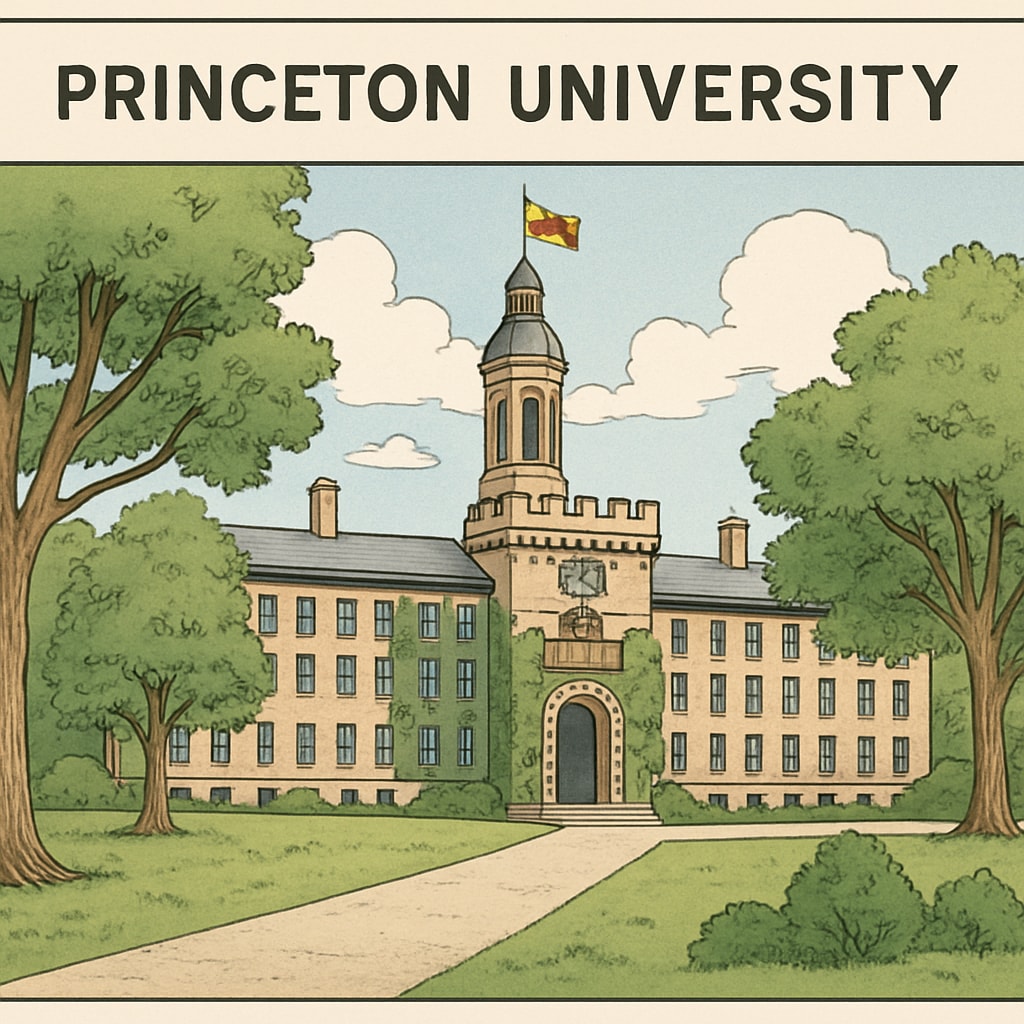 A photograph of Princeton University’s iconic campus, symbolizing its prestige and history. Princeton University campus representing Ivy League prestige.