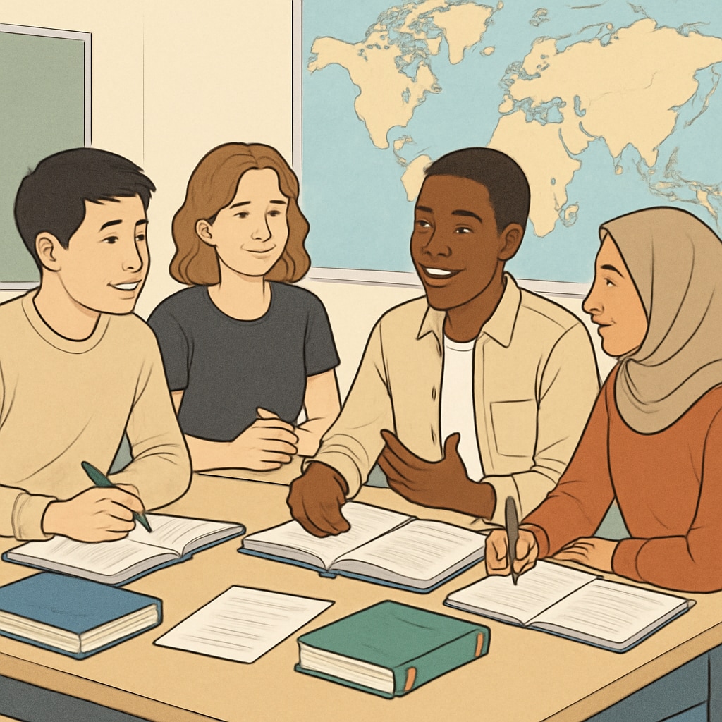 Foundation year student abroad engaged in a multicultural classroom.