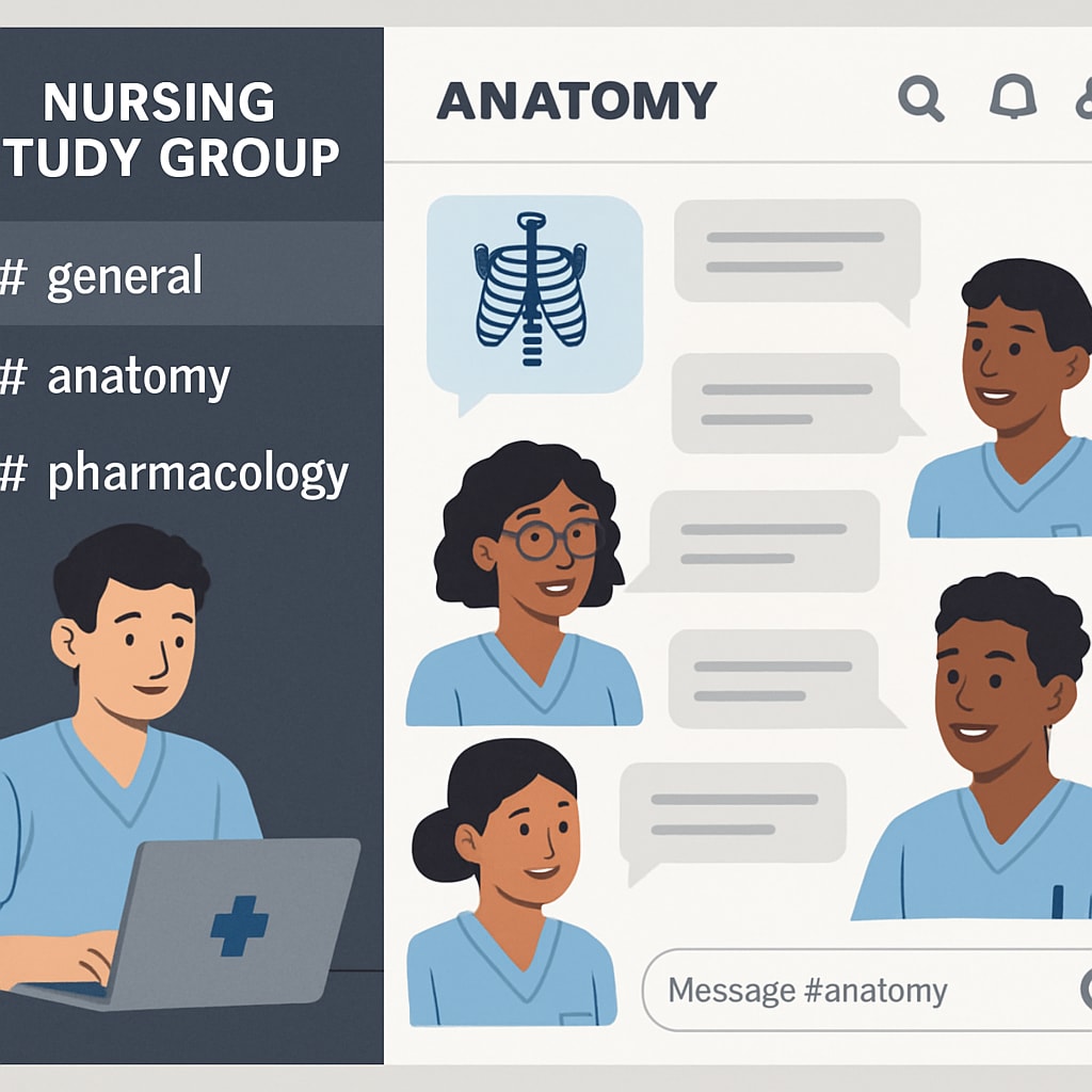 Nursing study group on Discord with active discussions and shared resources.