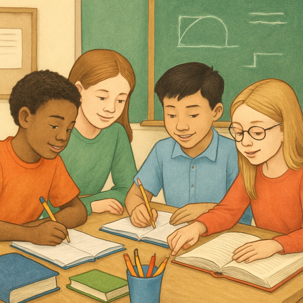 Students collaborating in a classroom environment for a learning community.