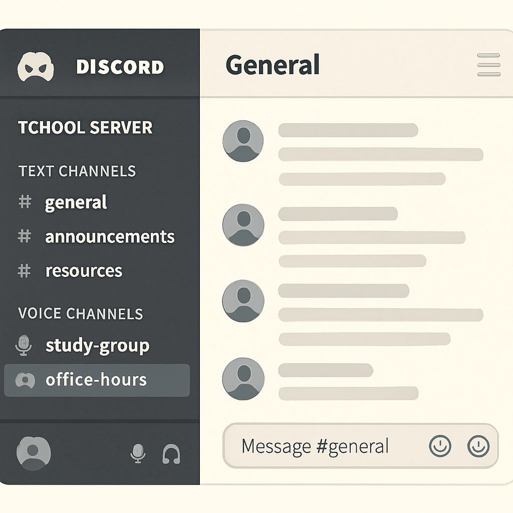 Discord server screenshot showing channels for collaborative learning in education.