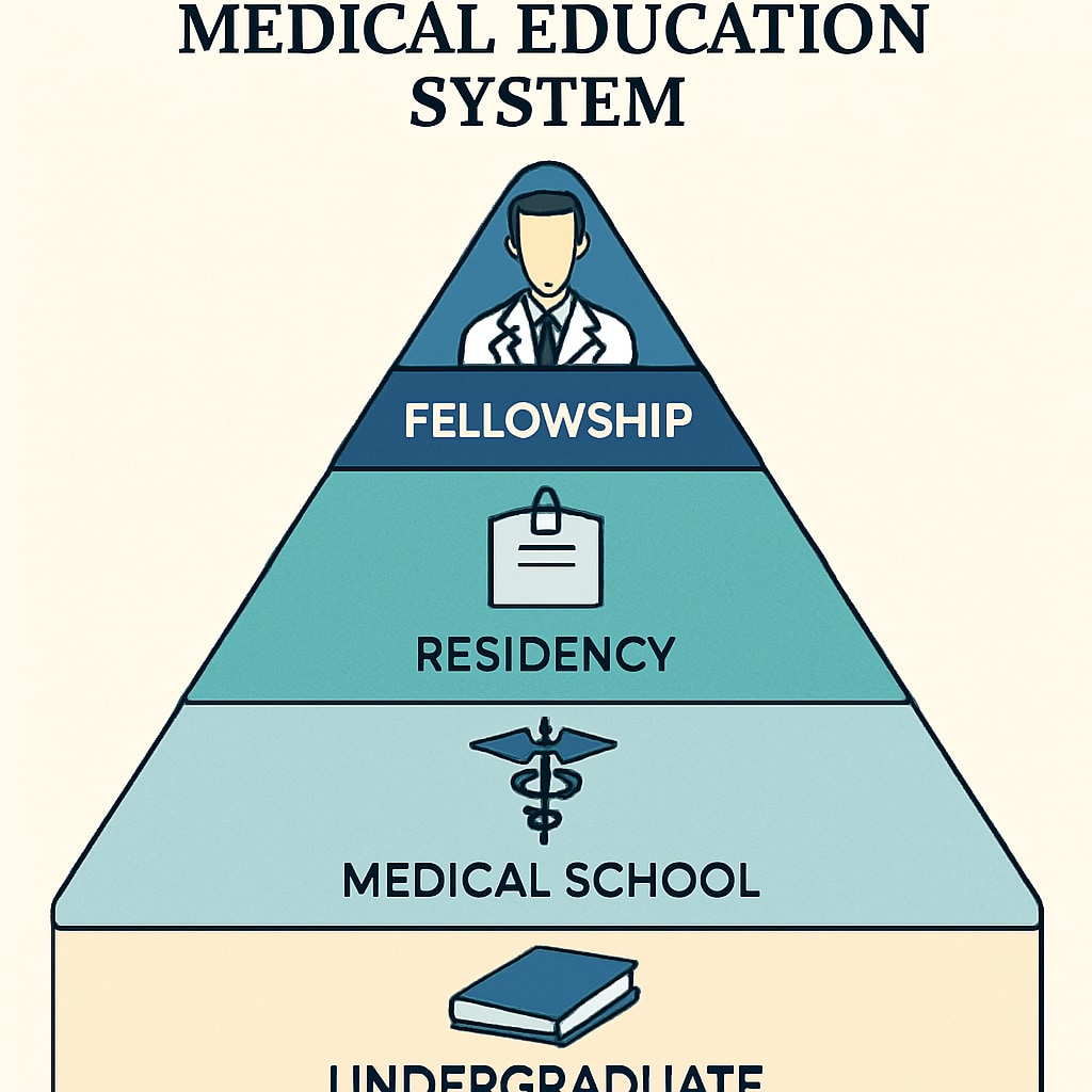 Diagram showing tiered medical education system for K12 students.