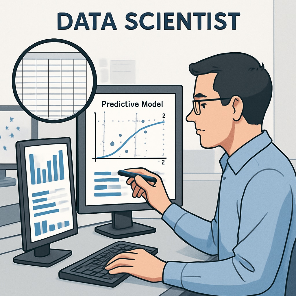 Data scientist working with datasets and visualizations.