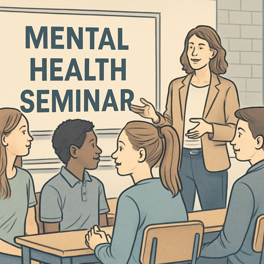 High school students attending a mental health seminar