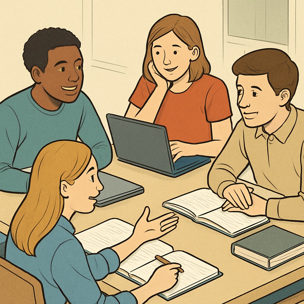 Students collaborating in a study group at UH.