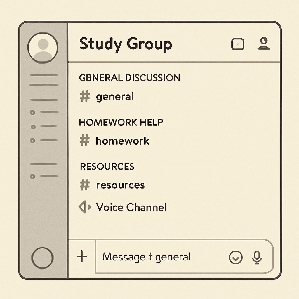 Discord study group server interface used by UH students.