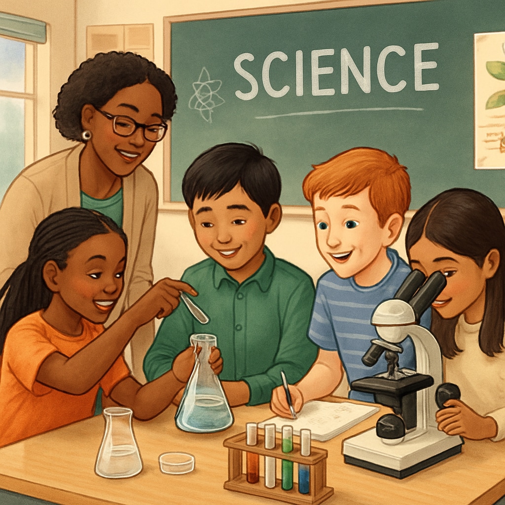 Students conducting science experiments in an inclusive classroom setting