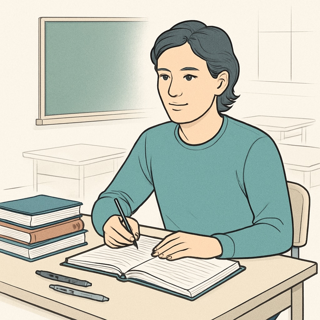 A young adult studying as part of a return to the UK education system.