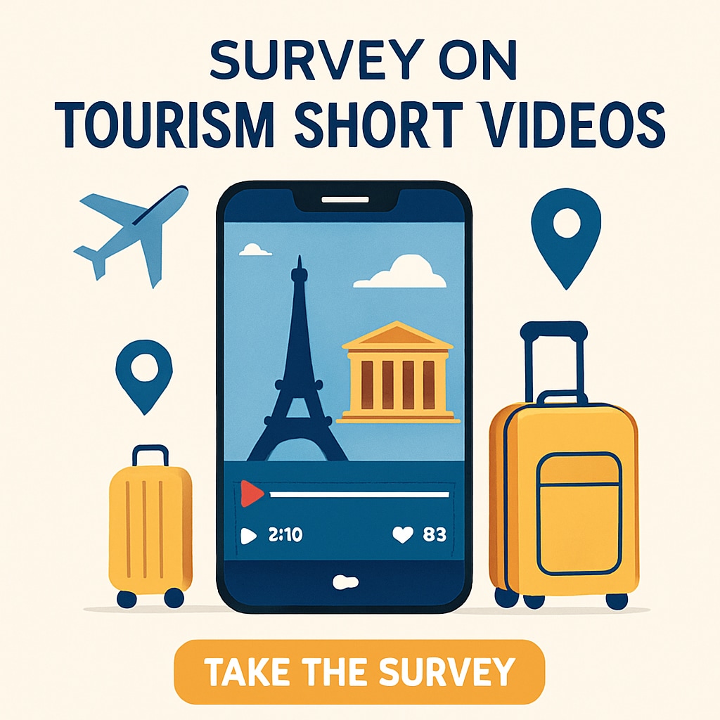 Social media campaign for tourism short video survey participation.