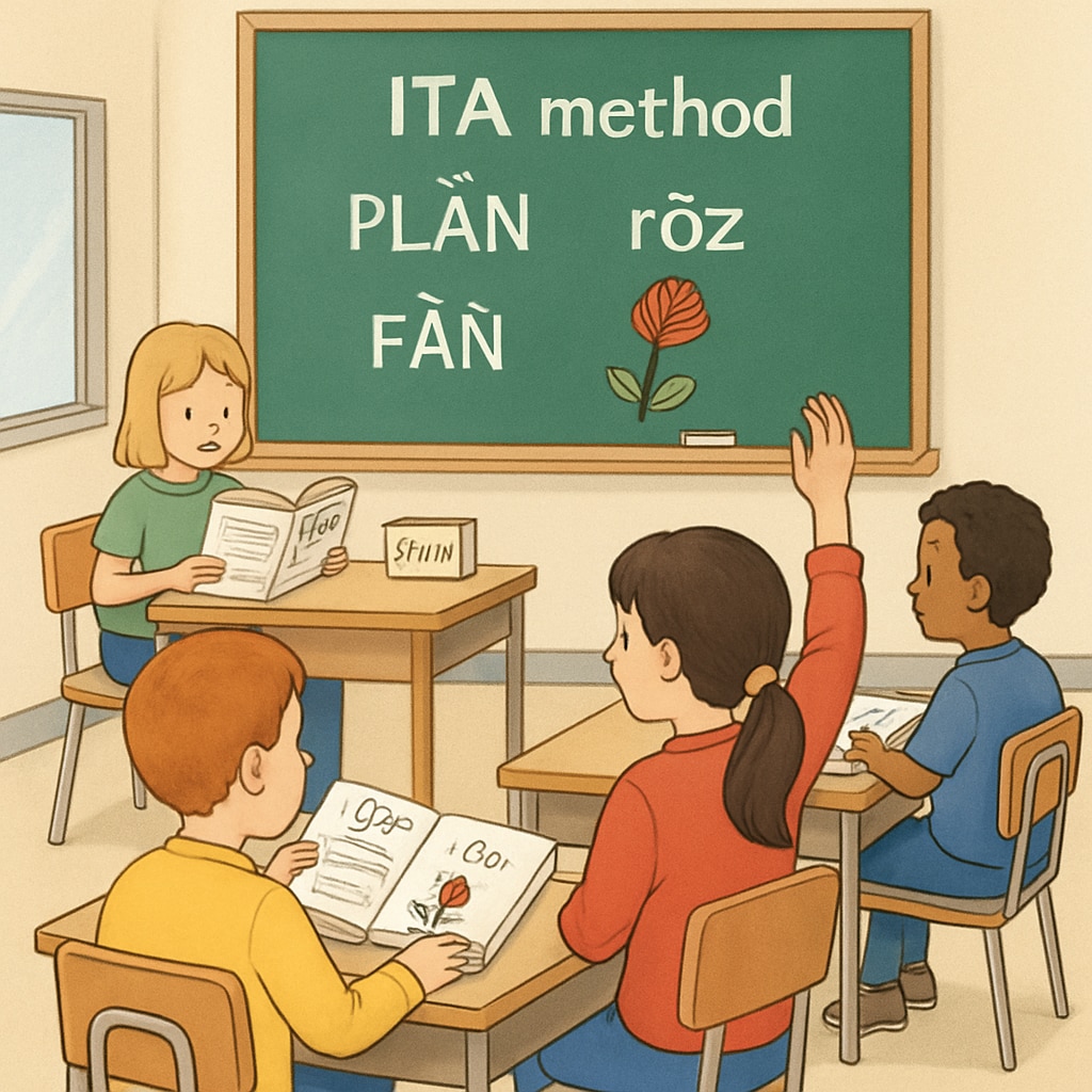 A 1970s classroom with students learning through the ITA teaching method.