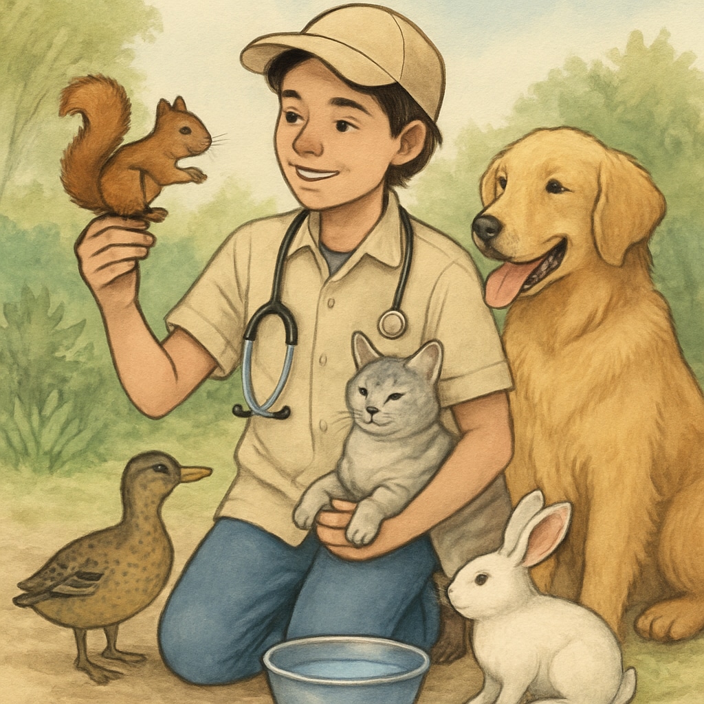 A young person caring for animals, representing career opportunities in animal work.