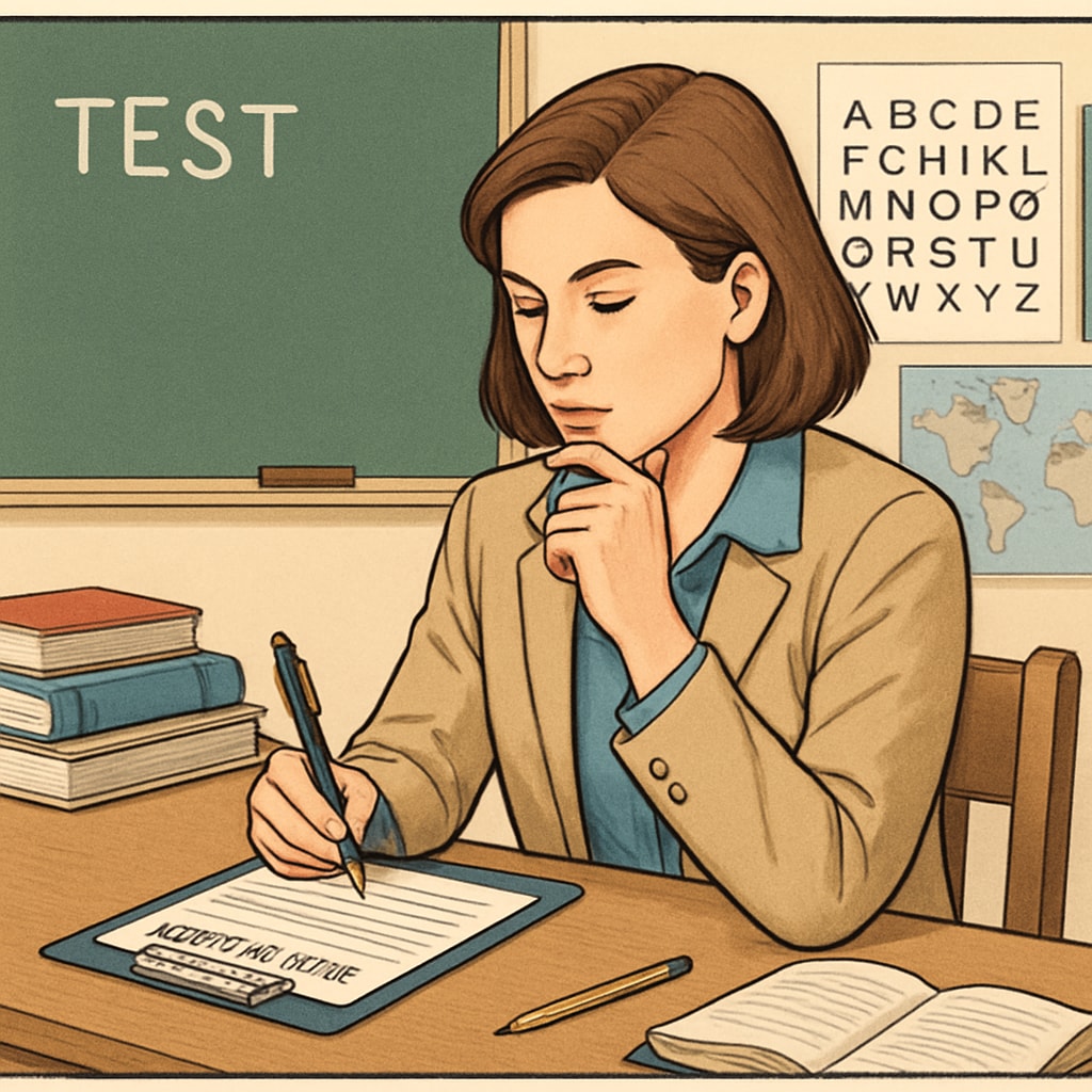 Teacher completing a questionnaire about political bias in Oklahoma.