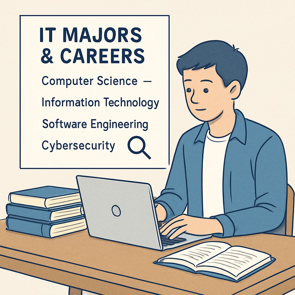 Student researching IT majors and career options for university.