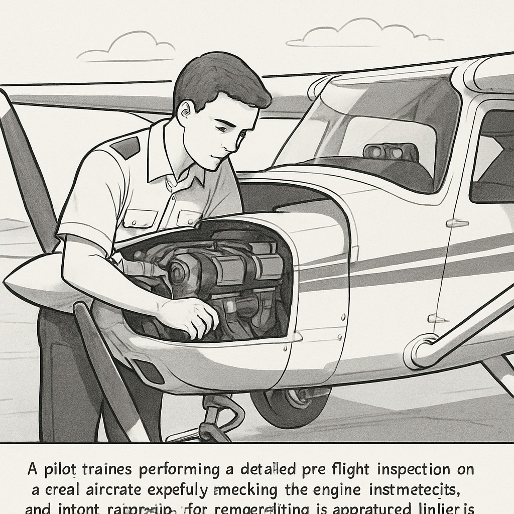Pilot trainee inspecting an aircraft during CPL training.