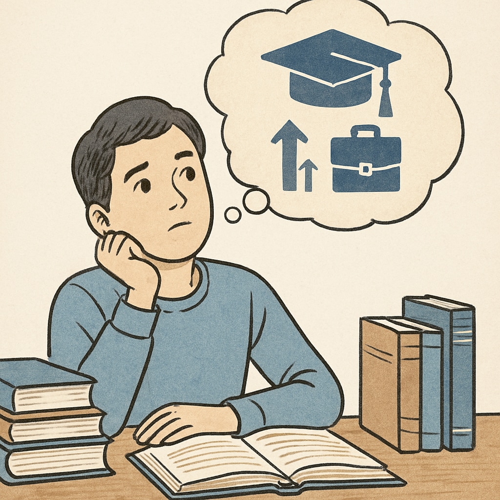 A young person thinking about academic and career choices after dropping out.