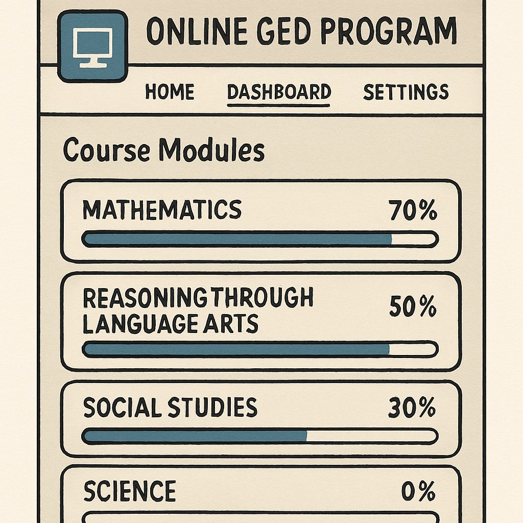 Screenshot of an online GED program interface.