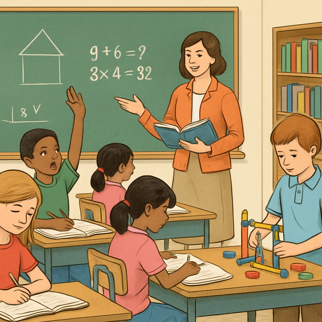 A classroom setting showing students engaged in structured learning activities, highlighting the organized nature of structured learning. A classroom illustrating structured learning methods.