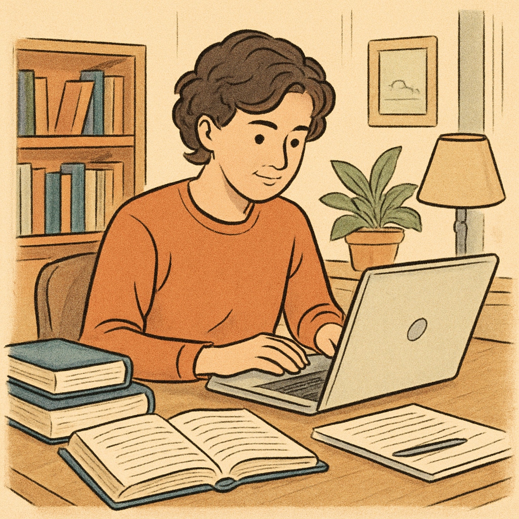 A student working on a laptop at home, symbolizing flexibility in online learning. A student working on a laptop at a desk, representing online education flexibility.