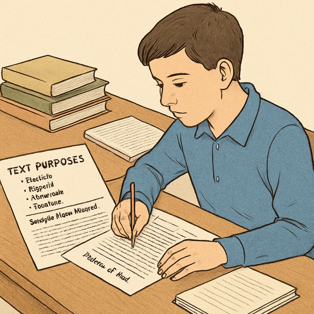 Student analyzing text for Functional Skills English Reading exam preparation.