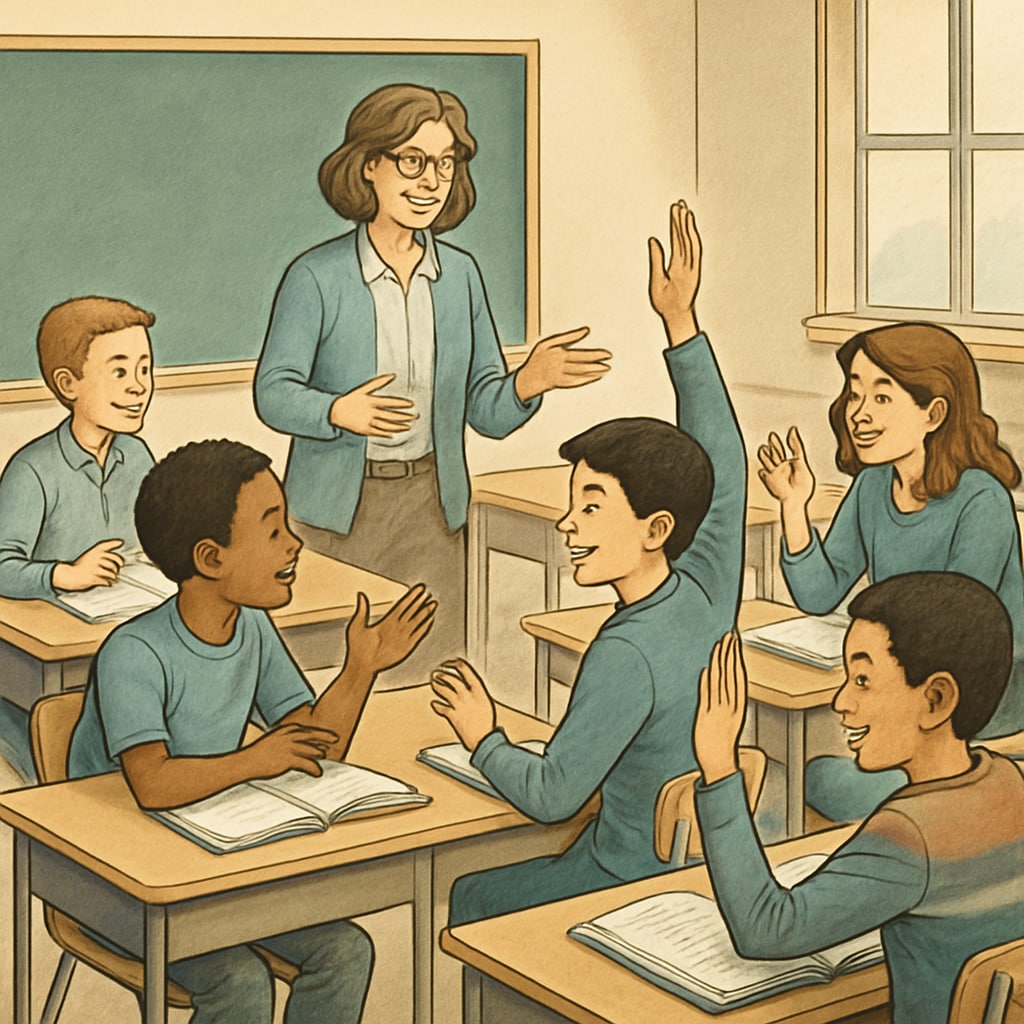 Students focused in a classroom without phones, reflecting school phone ban policies.