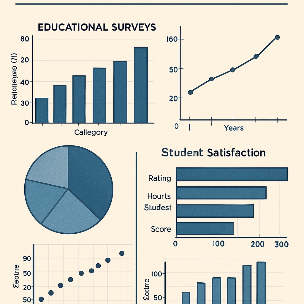 A visual representation of data analysis, showcasing graphs and charts derived from educational surveys. Data analysis graphs and charts related to educational surveys.