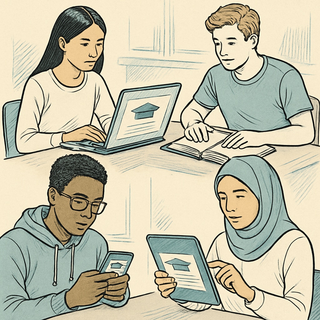 Diverse students engaging in online high school diploma programs.