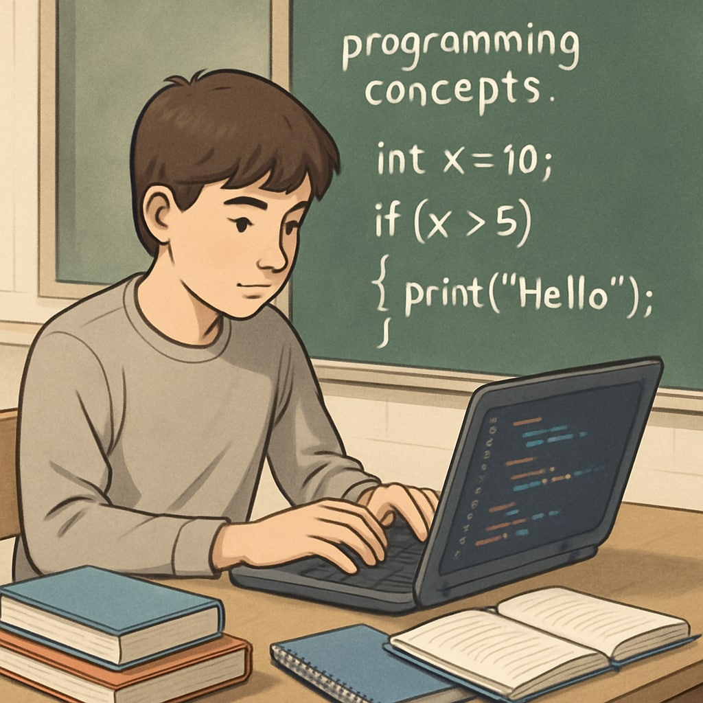 Teenager coding project classroom career choice AI programmer engineer