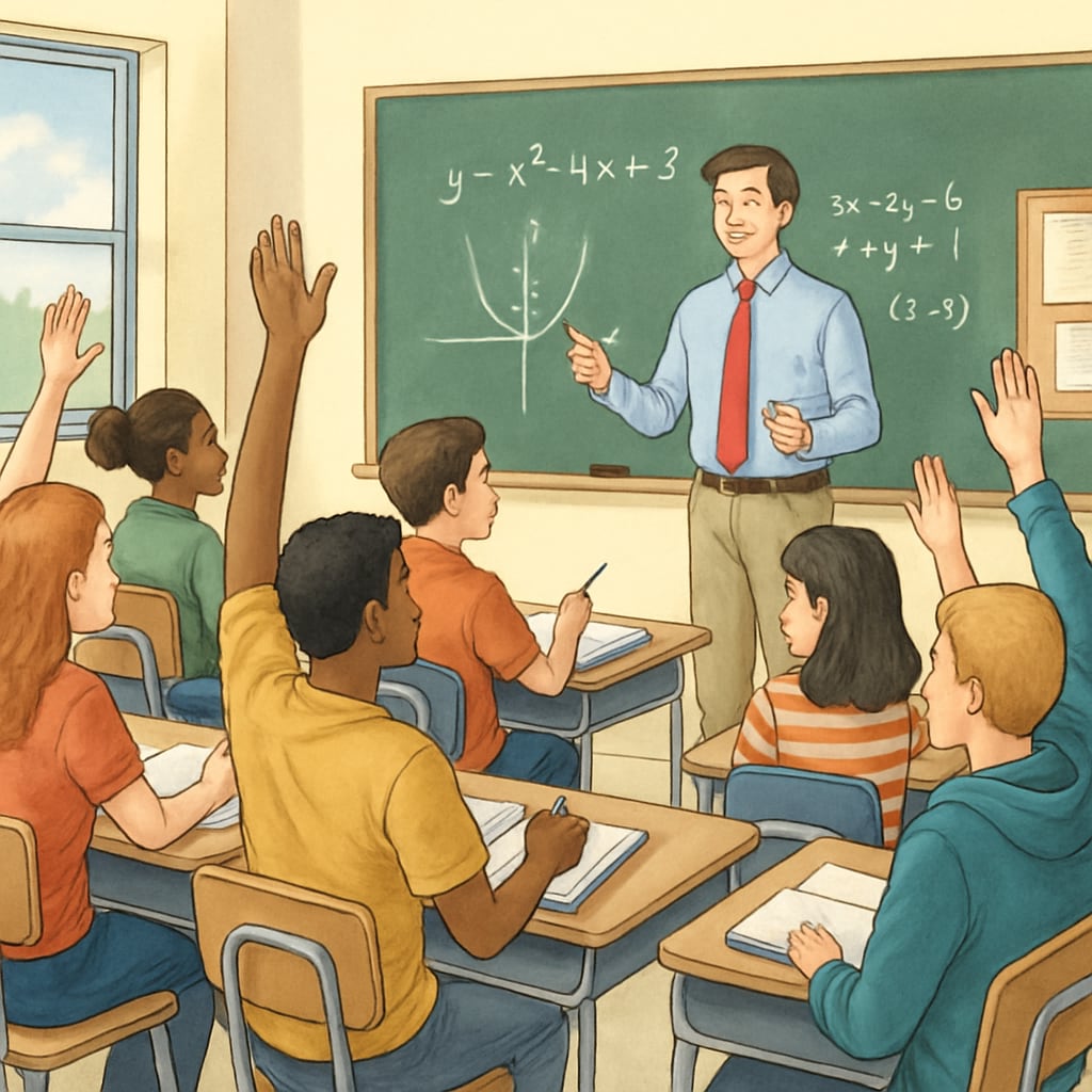 High school students engaged in solving math problems during a lesson.