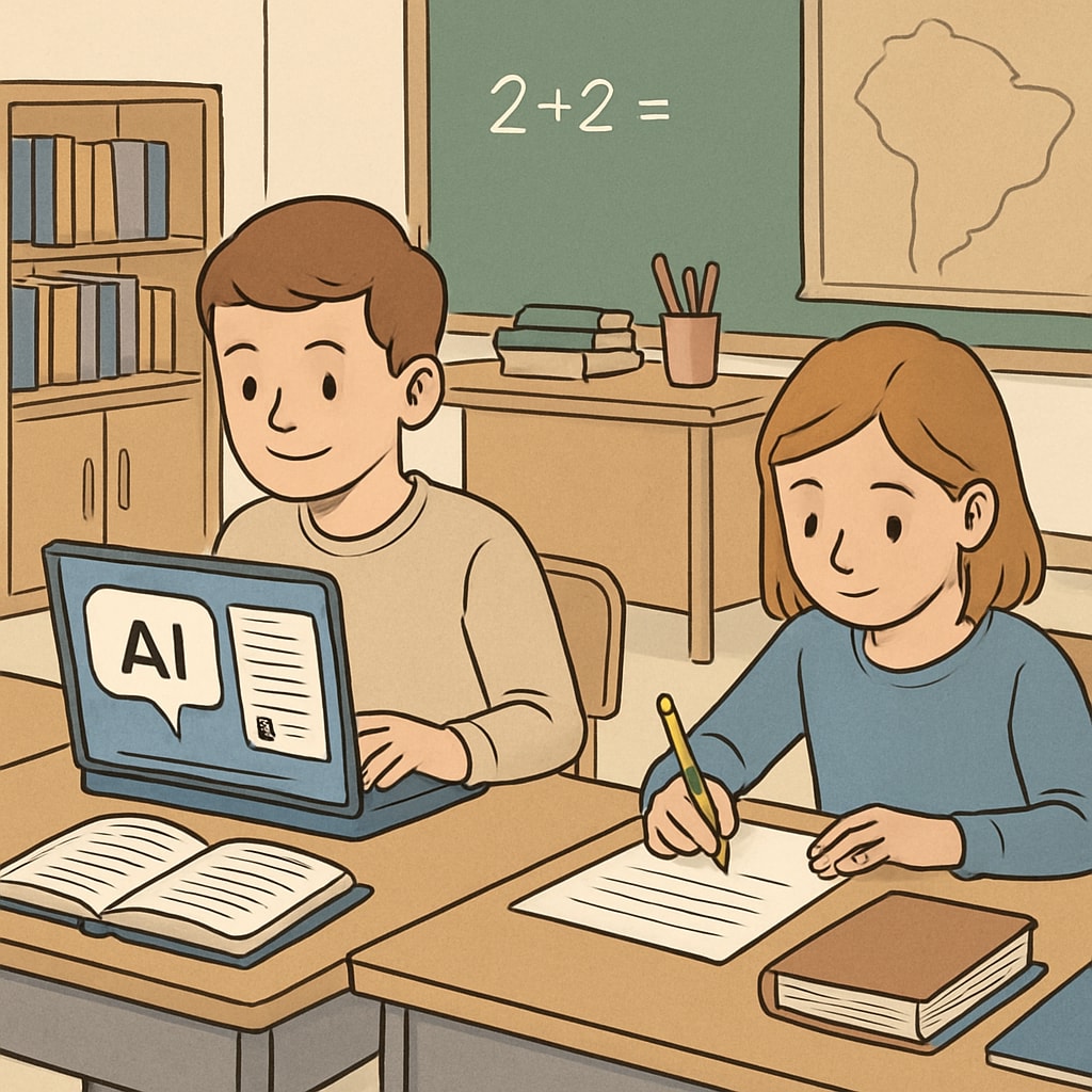 Student using AI tool vs manual work, highlighting fairness issues in education.