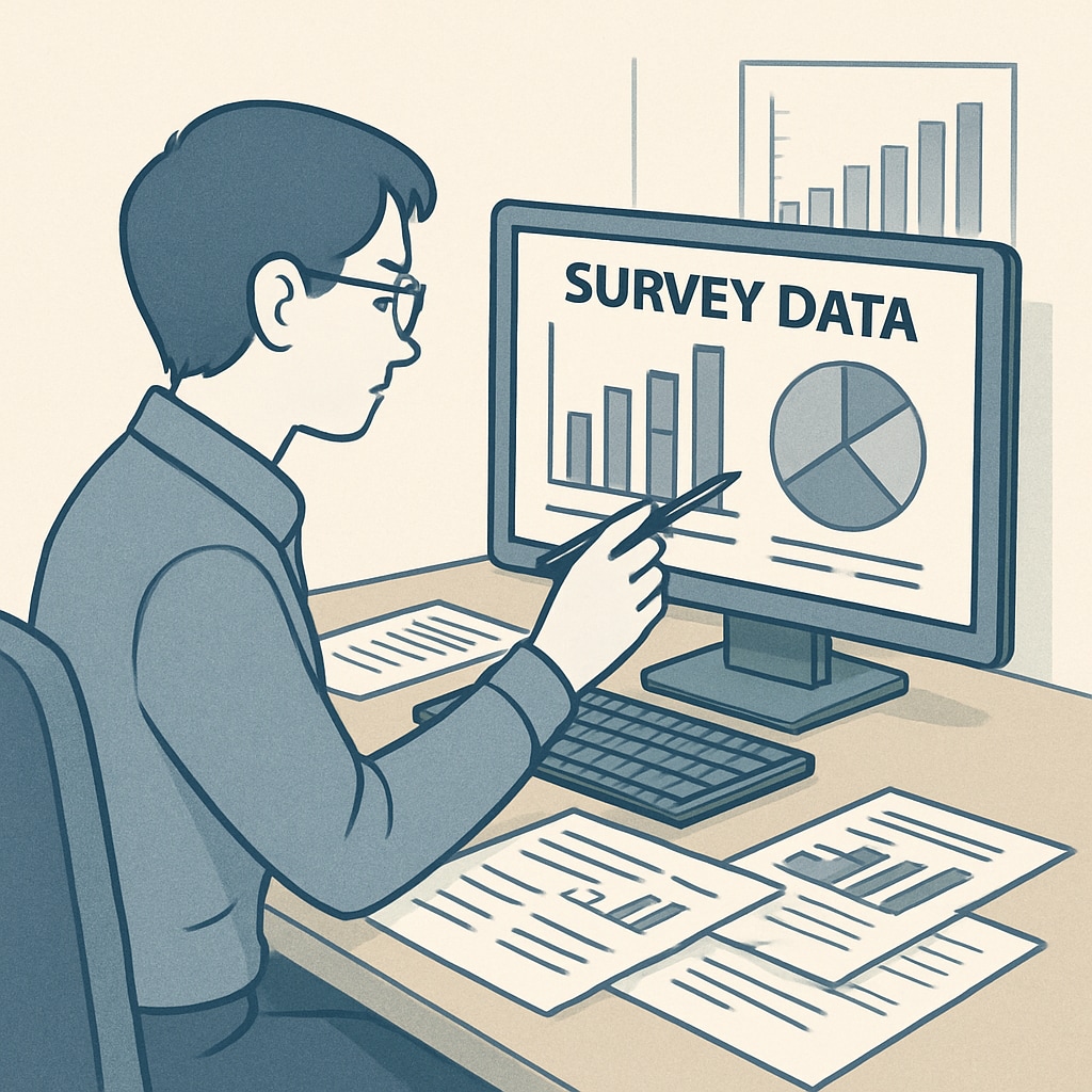 Researcher analyzing survey data to improve learning methods.