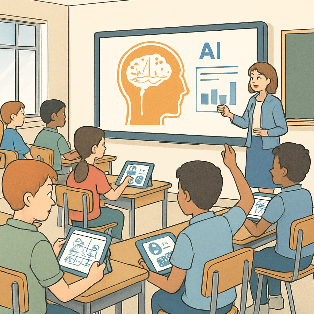 AI-powered educational tools in a classroom setting.