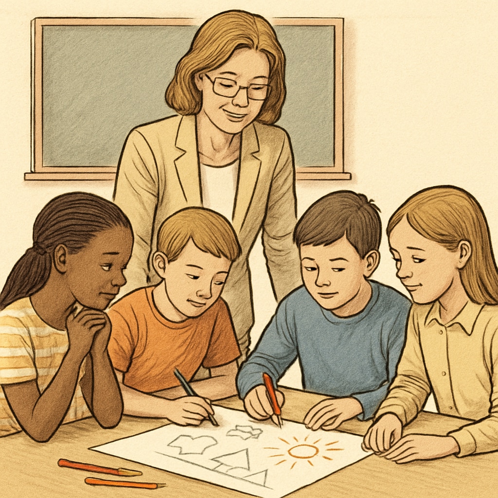 A teacher engaging students in creative and collaborative learning.