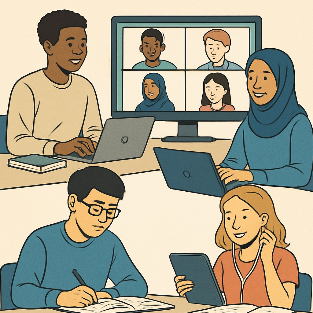 An online class with diverse students, showcasing the accessibility of U.S. online high school programs.