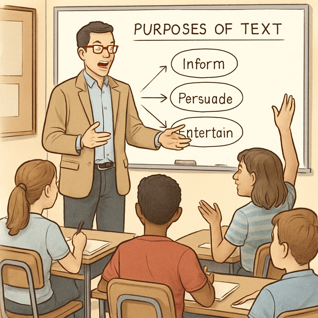 Teacher explaining text purposes in a Functional Skills English class
