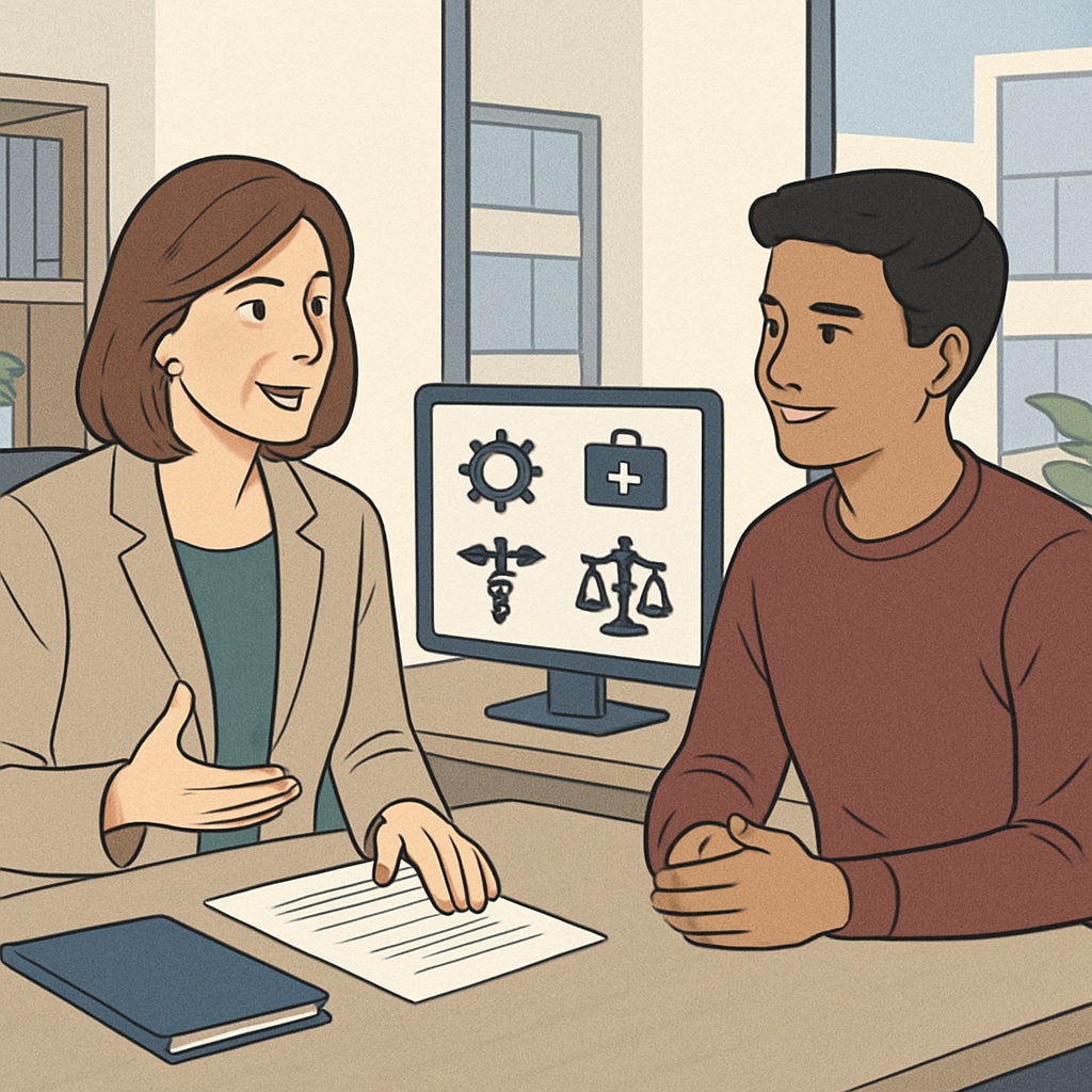 Career advisor helping a student choose a college major.