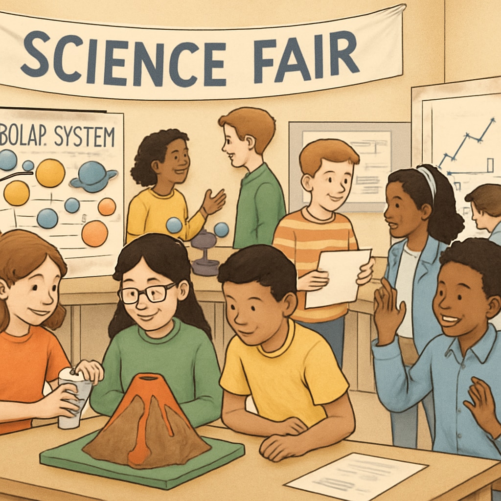 Students at a science fair, relevant to practical experience for math and science majors.