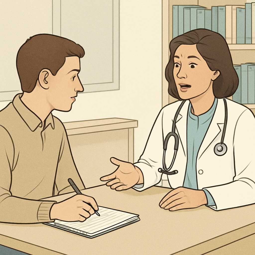 Student interviewing a doctor as part of a medical career exploration project.