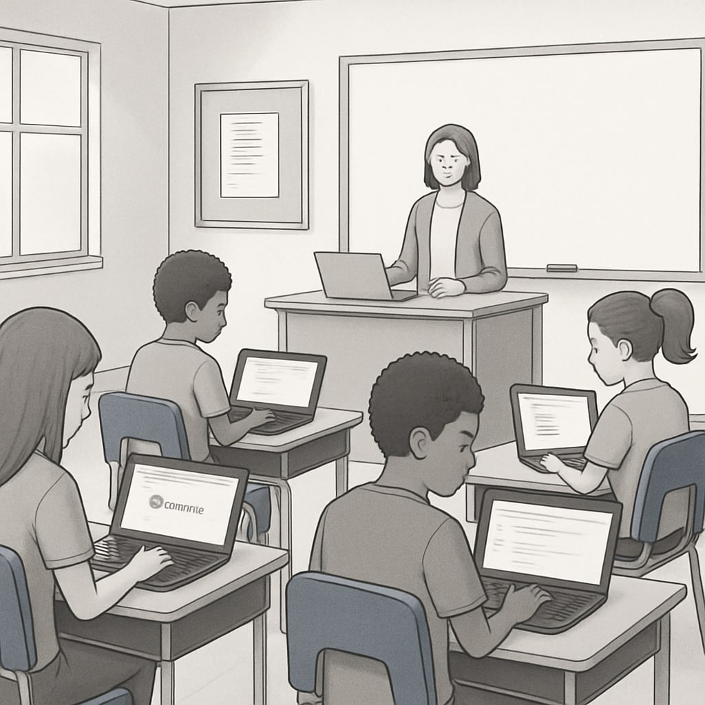 Students using Chromebooks in a classroom to enhance learning efficiency.