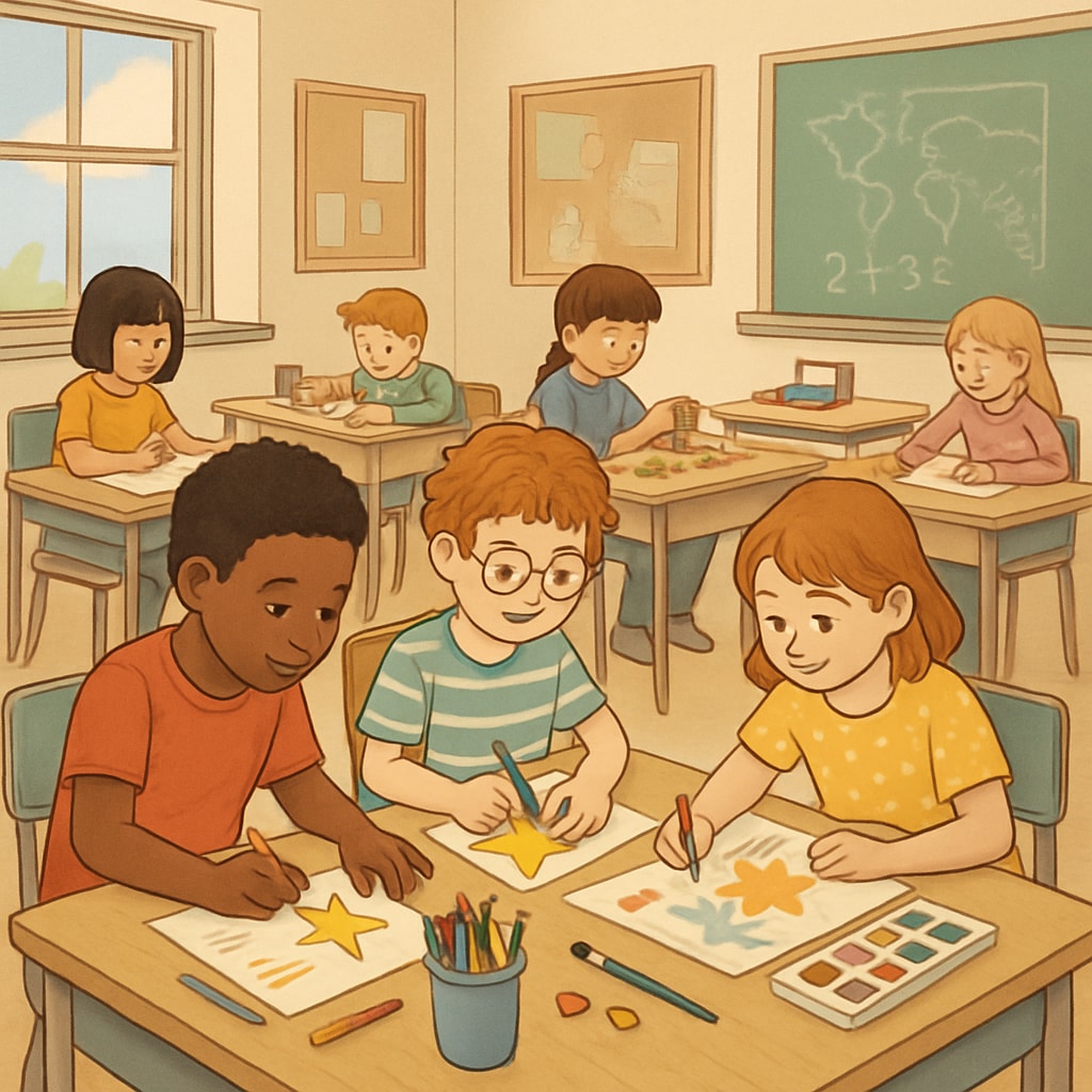 Diverse classroom scene including ADHD students in gifted education programs