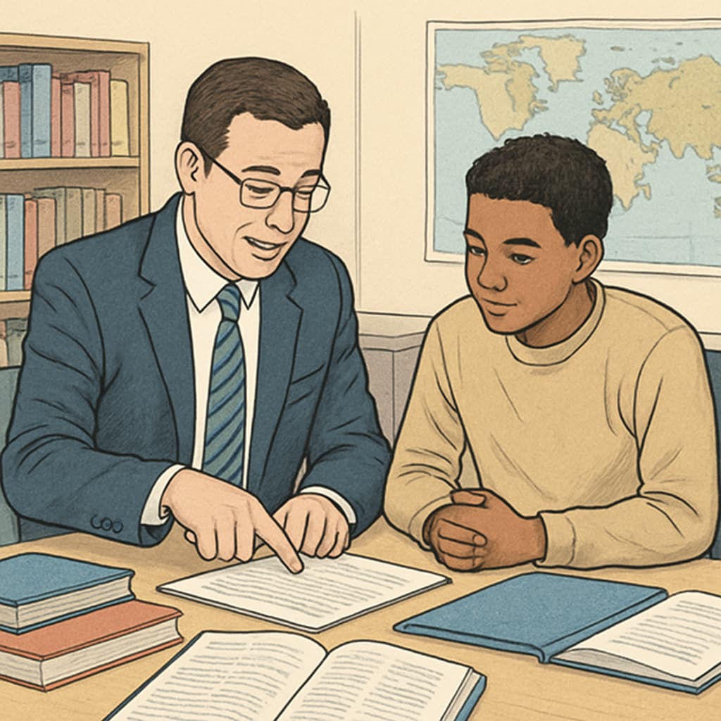 Advisor assisting a student with study abroad plans for U.S. master’s programs.