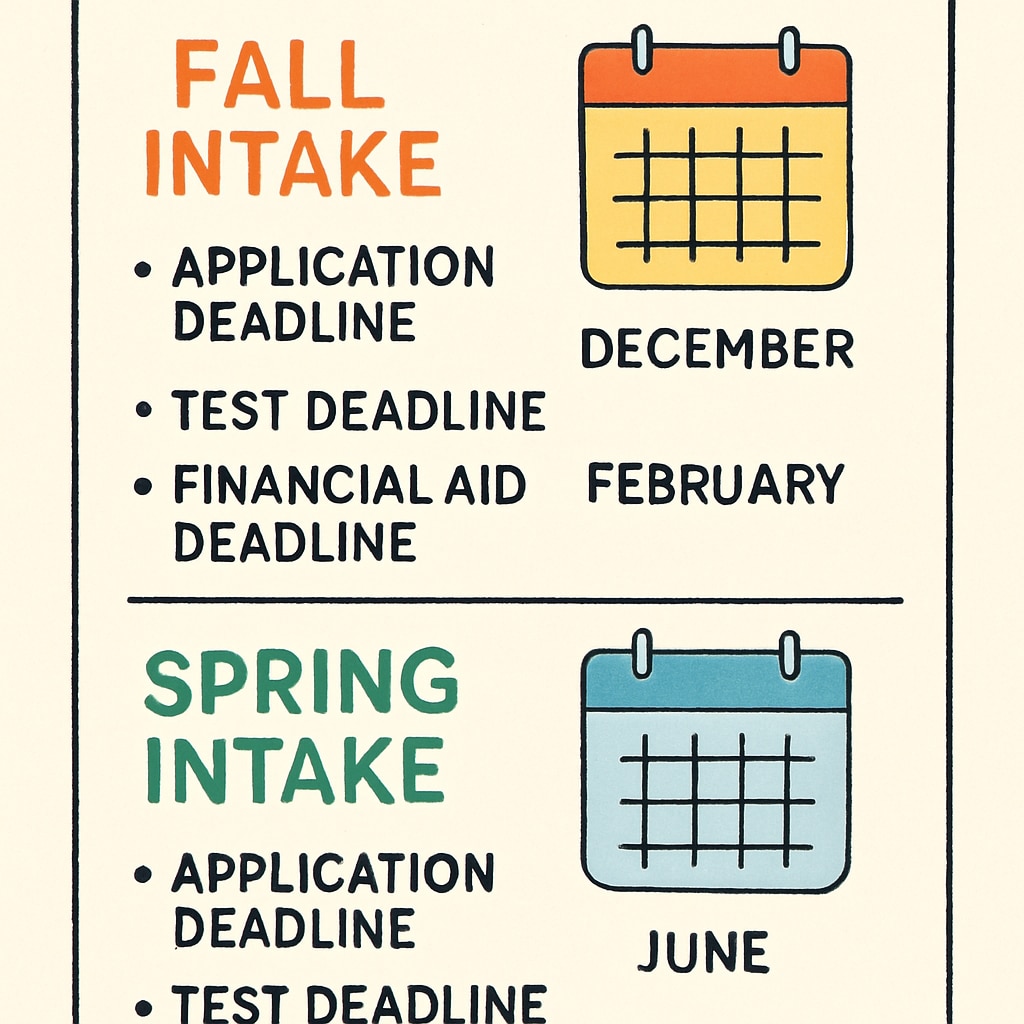 Key deadlines for U.S. Master's applications, including fall and spring intake timelines.