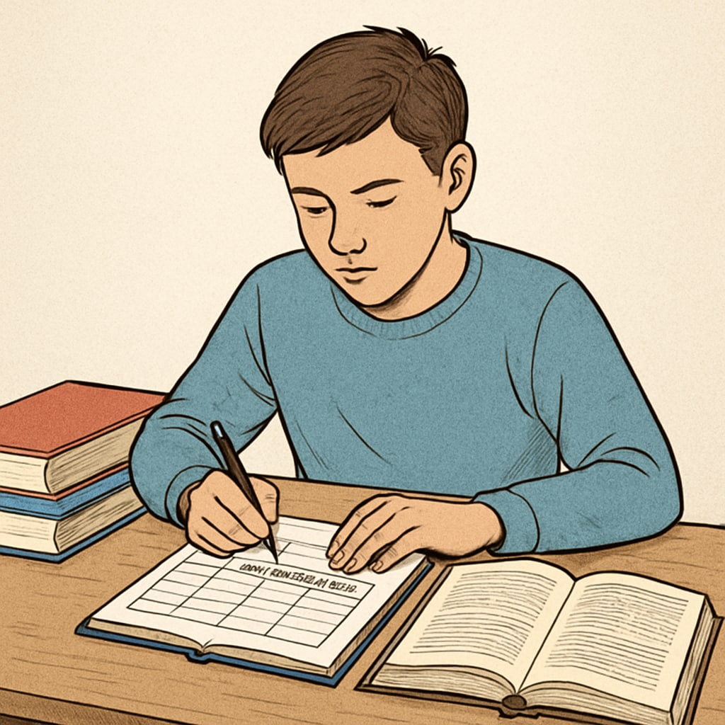 High school student organizing a study plan to recover missing credits.