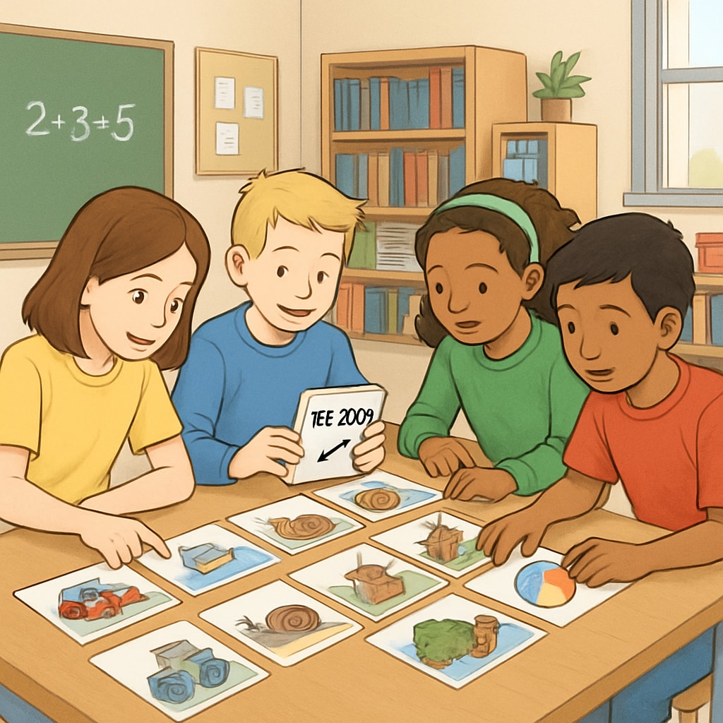 Students working on ReZoom cards to develop logical reasoning skills.