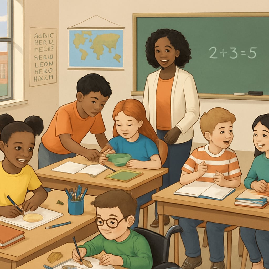 Diverse students in a classroom highlighting gifted education and ADHD inclusivity.