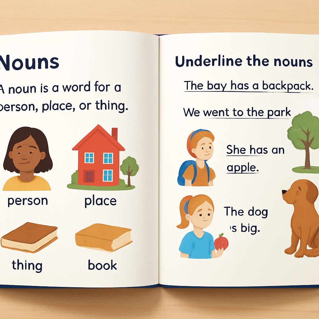 A vintage elementary language textbook used for teaching grammar in the classroom.